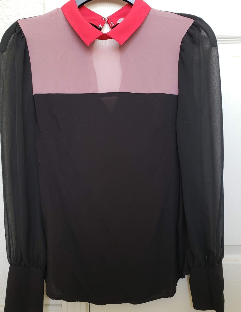BCBGeneration Colorblocked chiffon top - Picture 3 of 5